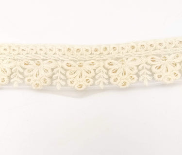 Off White Net Lace Trim With Floral Embroidery And Gold Sequins, Sequinned Trim, Wedding Trim Bridal Trim